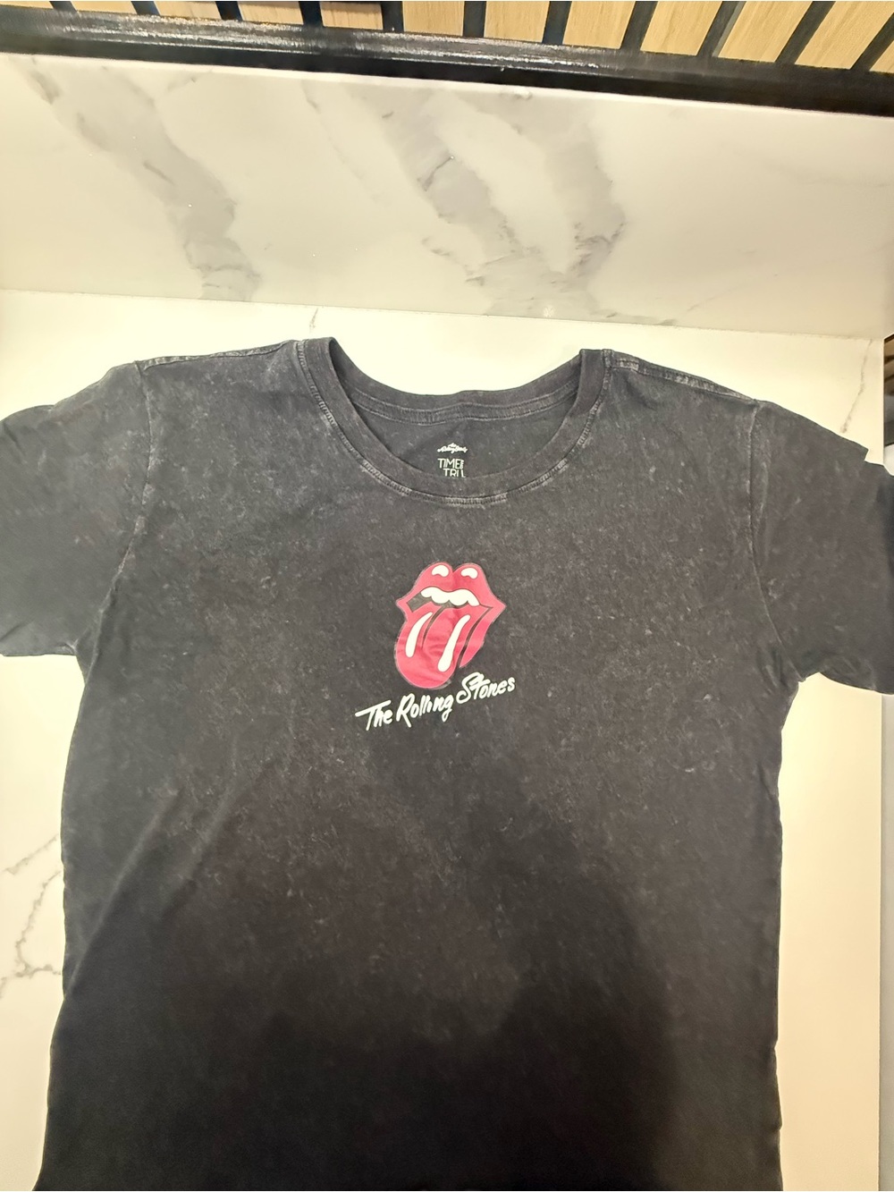 The Rolling Stones Black Tee with Red Tongue Logo